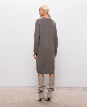 Fabiana Filippi Gray wool, silk and cashmere dress with brooch ABD226F571M281