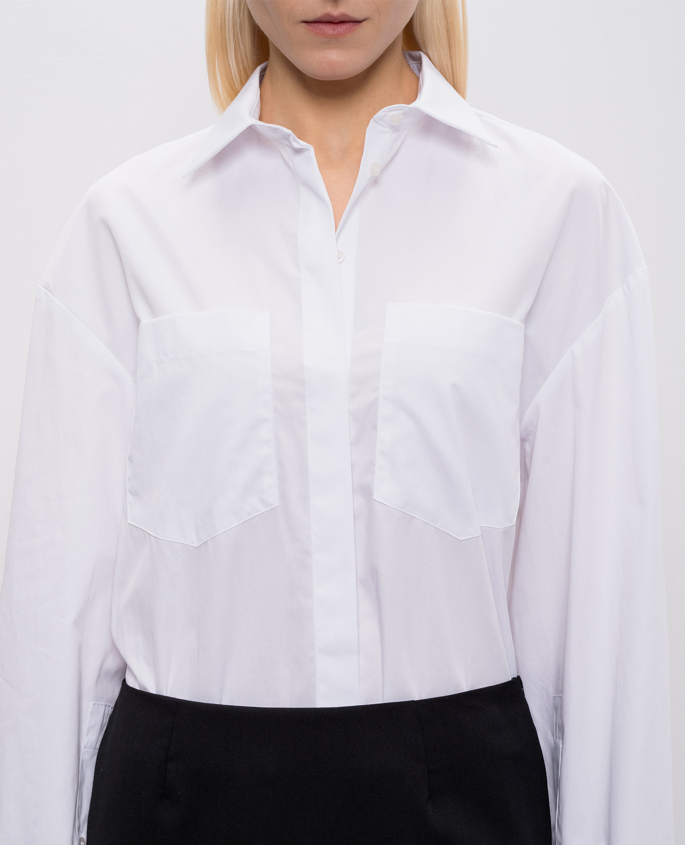 White shirt dress with asymmetrical skirt Dondup 5