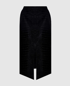 Tom Ford Black velour skirt with a textured crocodile pattern GC5851FAX1801