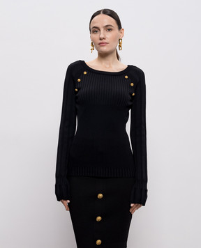 Balmain Black jumper with branded studs GF1ARA60KJ45