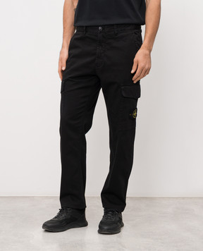 Stone Island Black cargo pants with logo patch L1S153100023S0012