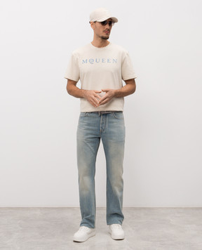 Alexander McQueen Beige T-shirt with logo 847750QTAD5