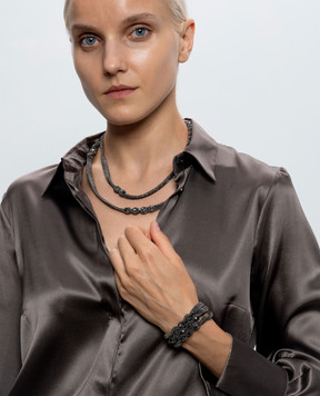 Peserico Gray monil chain necklace with beads A35528C0CC900