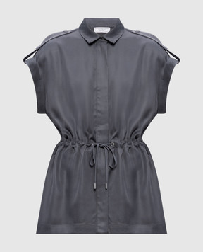Peserico Gray blouse with monil chain S0602001955