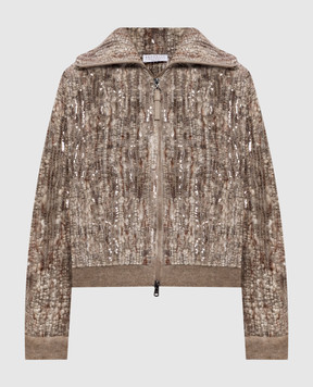 Brunello Cucinelli Beige cardigan with sequins MNLR08306P
