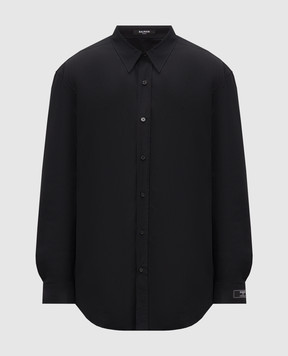 Balmain Black shirt with logo patch HH1HS555CG72