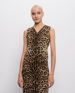 Dolce&Gabbana Leopard print wool and silk vest F79H6TFSBAV