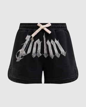 Palm Angels Black shorts with logo print PWCI017S26FLE001