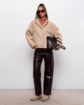 Max Mara Weekend RIDENTE beige cropped coat with wool WKDRIDENTE