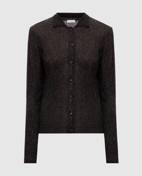 Brunello Cucinelli Brown silk and wool cardigan MFR493706
