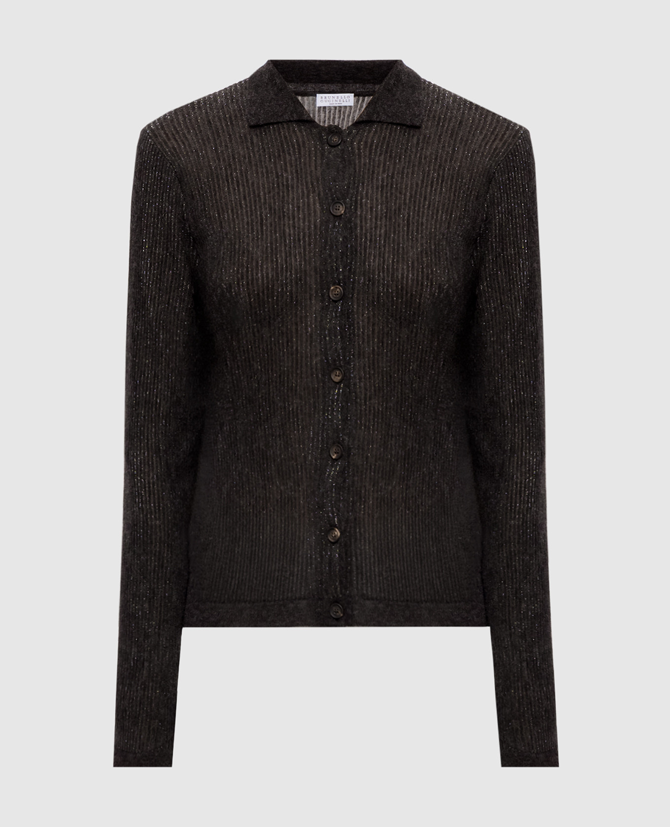 Brown silk and wool cardigan Brunello Cucinelli