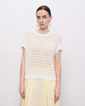 Peserico Yellow striped top with sequins S99194F039110A