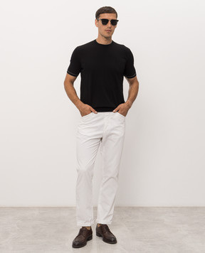 Bertolo Cashmere Black T-shirt with contrast trim 902204002056
