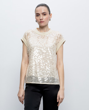 Peserico Beige sequin top E0603704753