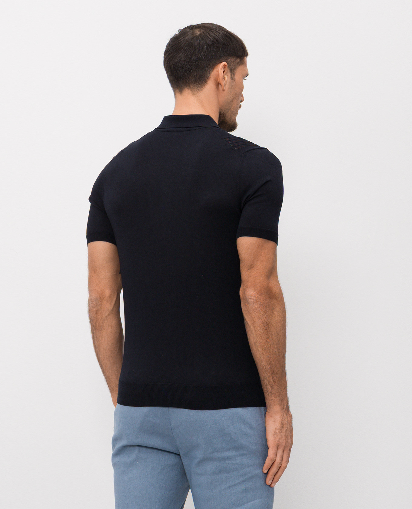 Navy blue polo with silk Enrico Mandelli 4