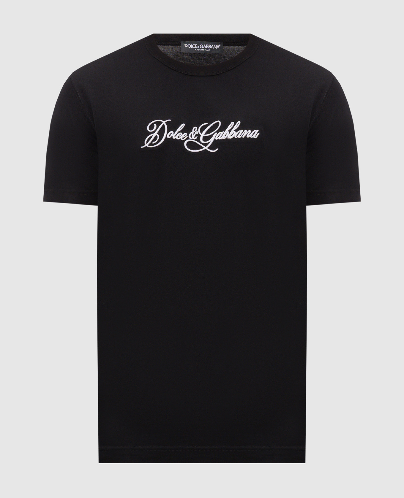 Black T-shirt with contrast logo embroidery