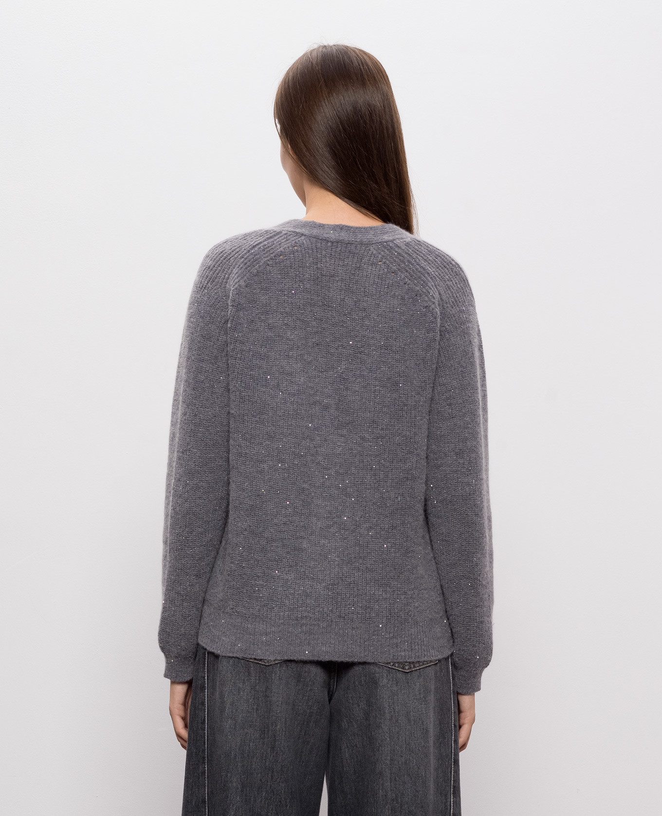 Gray alpaca wool cardigan Peserico 4