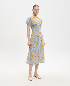 Jacob Lee Blue silk dress with floral print WSD0066SS26BCF