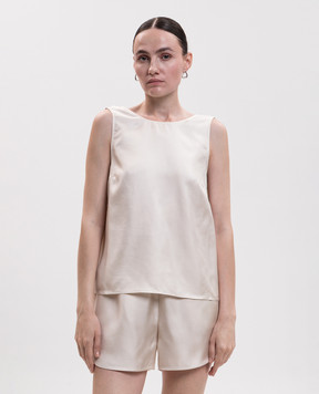 Loulou de Saison Gema beige silk top with open back GEMA