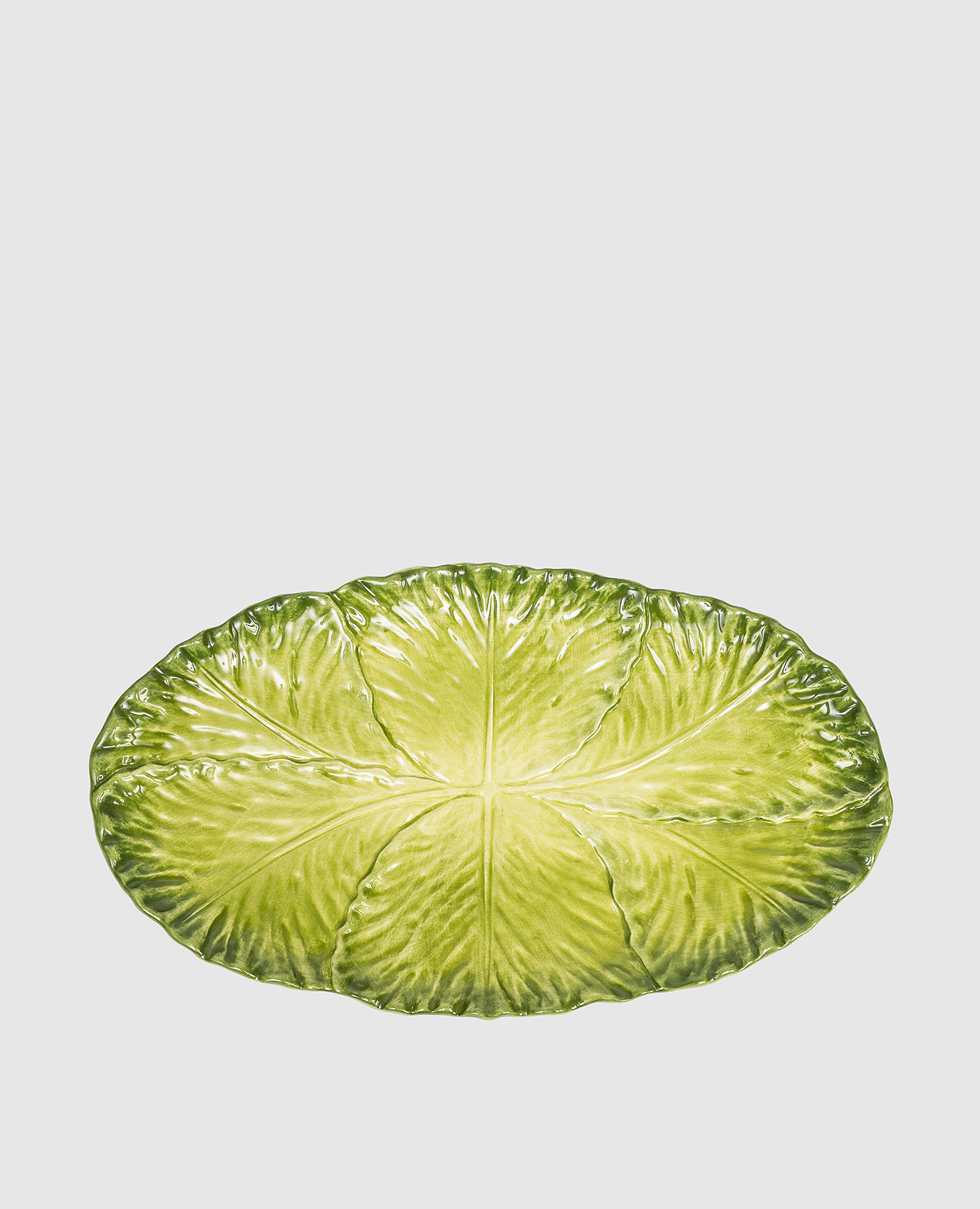 

Green ceramic oval dish Cabbage Au Bain Marie