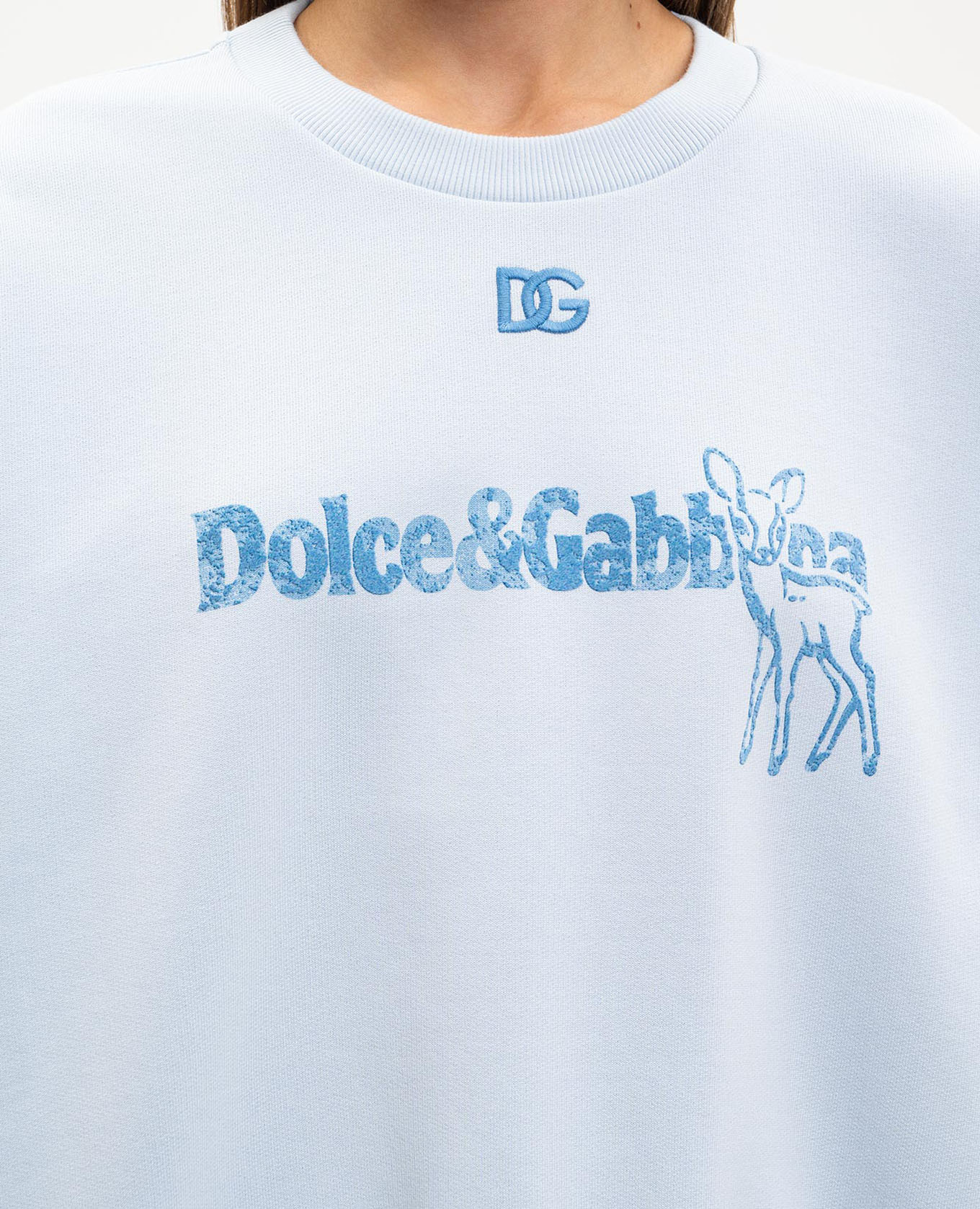 

Blue sweatshirt with logo print Dolce&Gabbana, Light blue