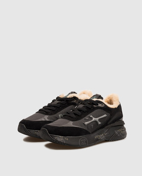 Premiata Moerun black fur-trimmed sneakers MOERUND7795M