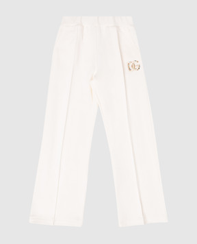 Dolce&Gabbana Children's ivory sweatpants with monogram embroidery L5JPE3G7PVI56