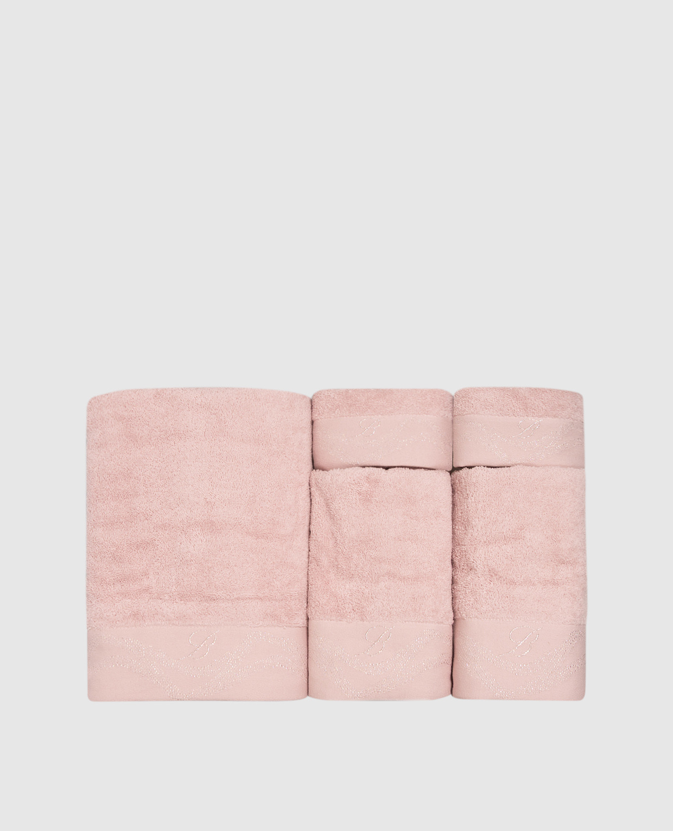 Set of pink Crystelle terry towels with embroidery 5 pcs
