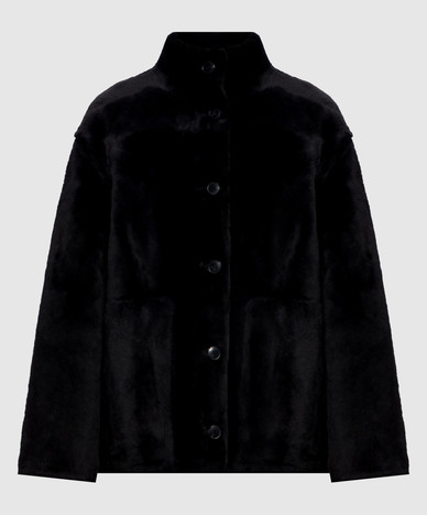 Black sheepskin coat