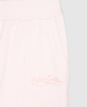 Dolce&Gabbana Children's pink sweatpants with logo embroidery L5JPE3G7QNV26