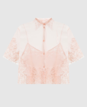 Ermanno Scervino Pink silk blouse with lace D482K718APCSQYE