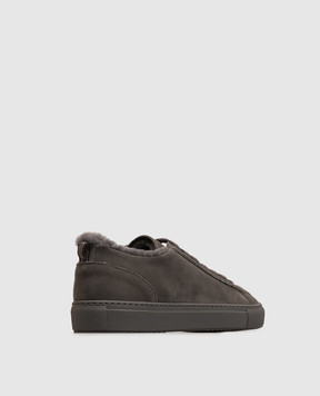 Doucal's Gray nubuck sneakers with fur DD8935JESSUM288
