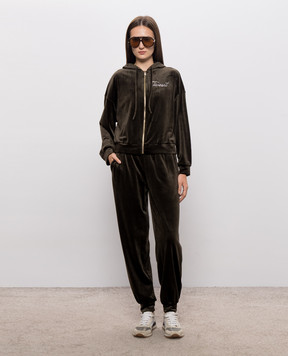 Twinset Khaki velour tracksuit 262LI2TAA