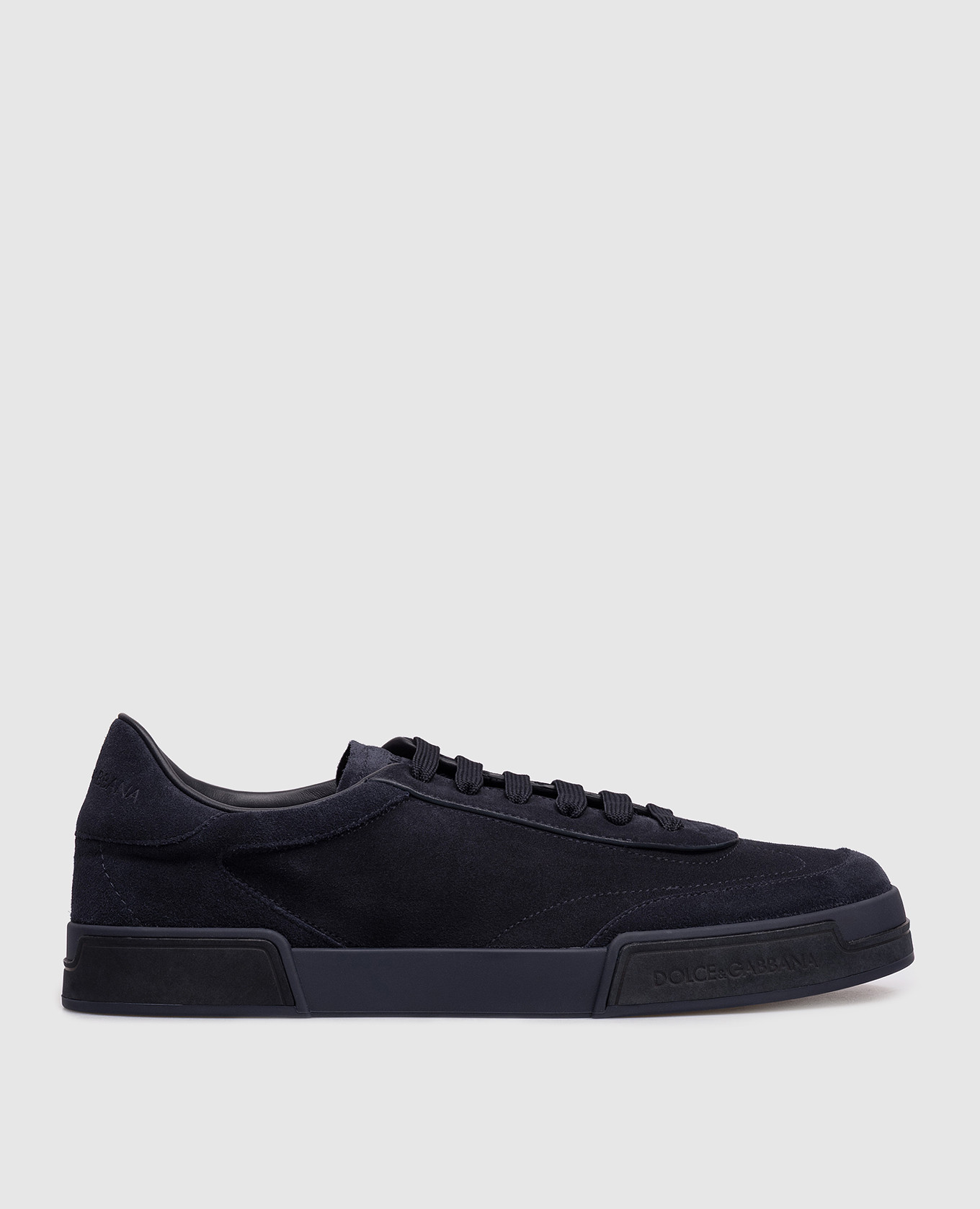 Blue suede sneakers with embossed logo