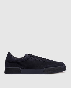 Dolce&Gabbana Blue suede sneakers with embossed logo A20205A0237