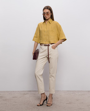 Brunello Cucinelli Yellow cropped linen shirt MP698MS306