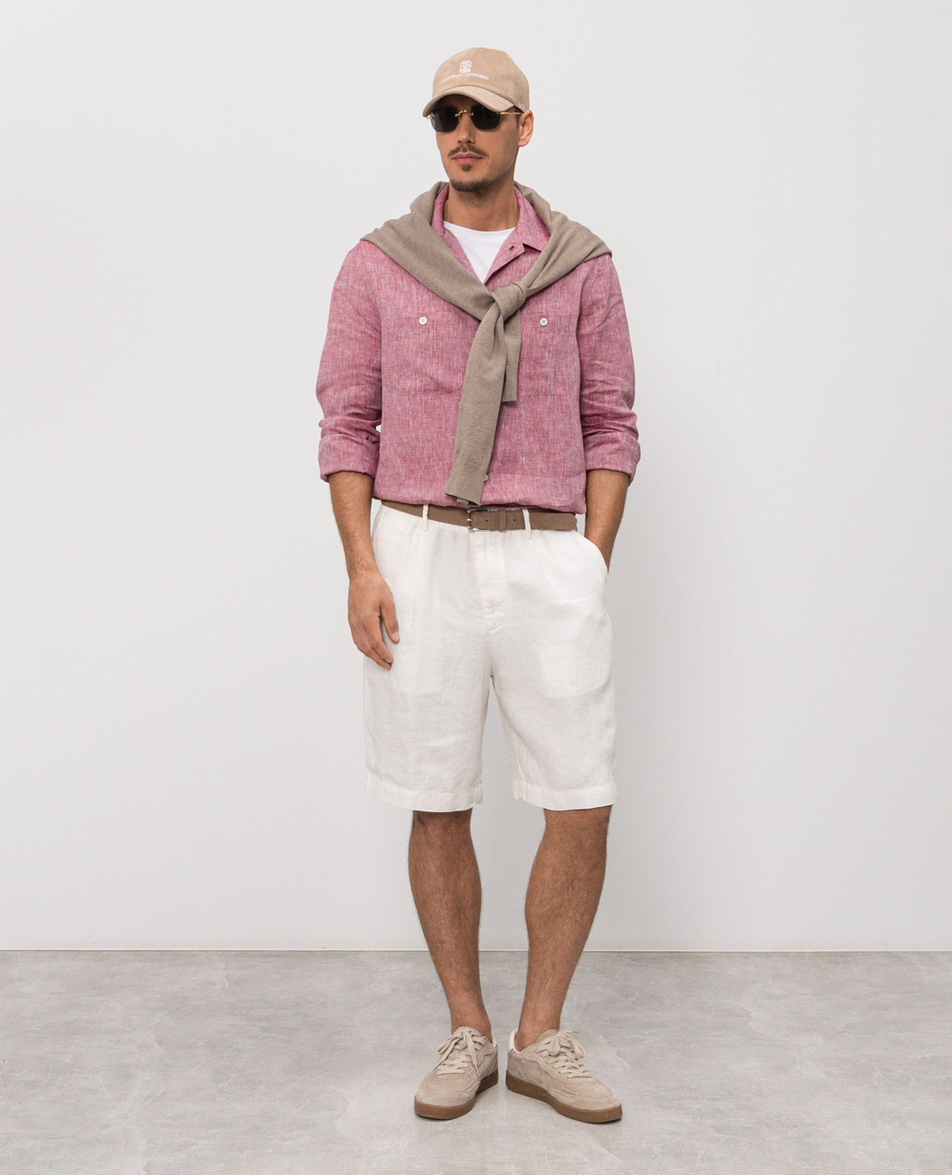 Burgundy linen shirt Brunello Cucinelli 2