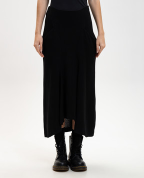 Y`S Yamamoto Black midi skirt with wool YLS03104