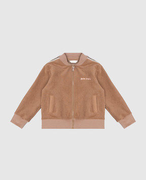 Palm Angels Children's brown sports jacket with logo print F6PAJGJK131