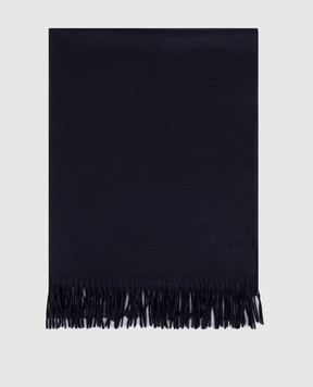 Max Mara BACIО blue cashmere stole with fringe BACI