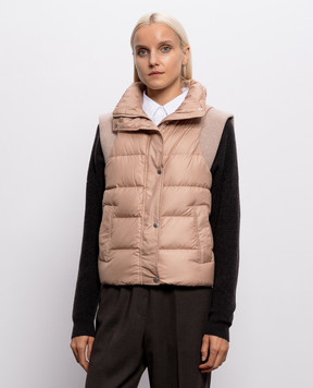 Peserico Beige down vest with monil chain A03470R6957