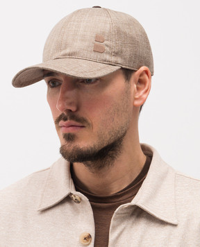 Brett Johnson Brown wool, silk and linen patterned cap SS26CAP11LP326MOC1