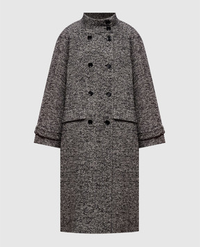 Dolce&Gabbana Gray double-breasted coat with wool and silk F0W6VTFMZAK