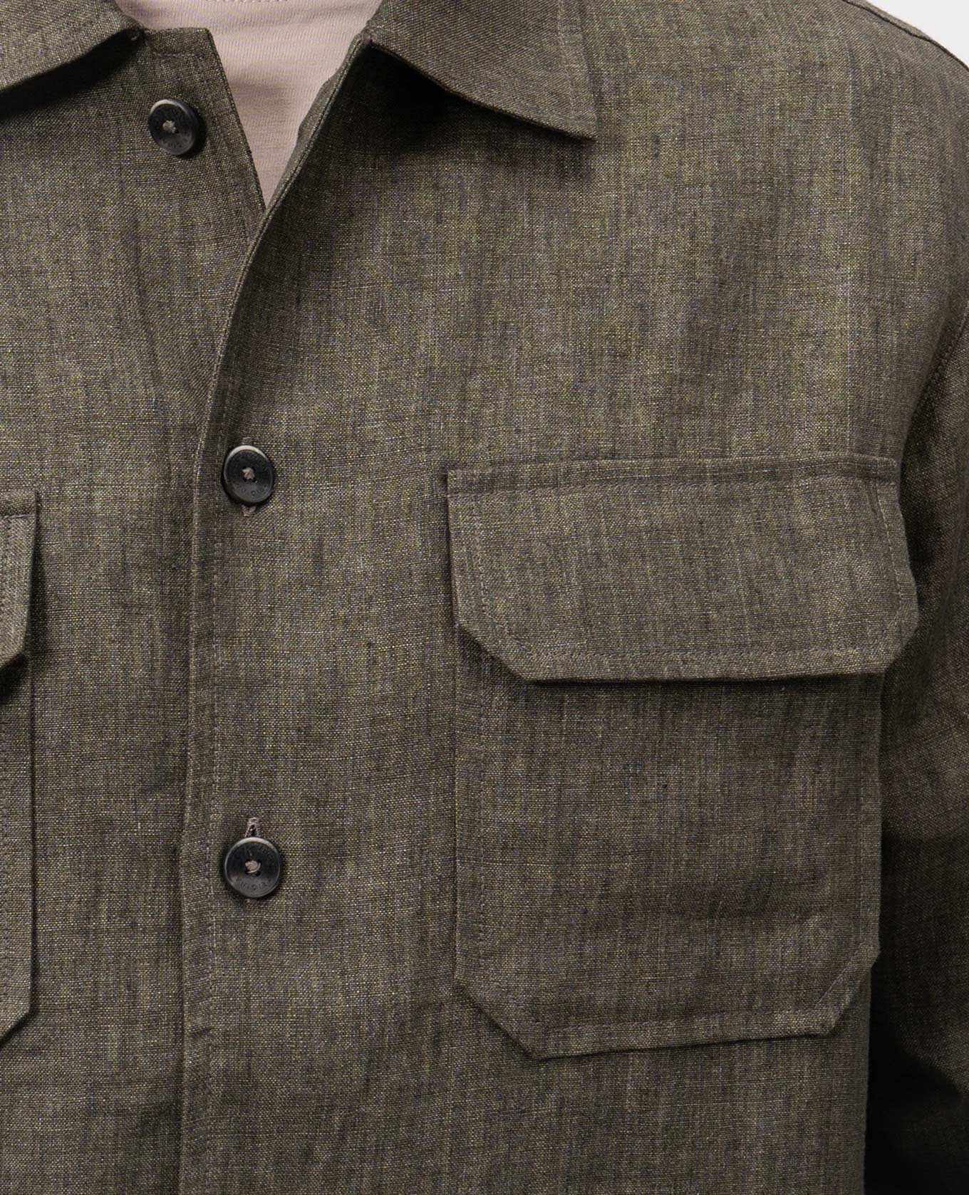 Green straight-cut linen shirt CAPOBIANCO 5