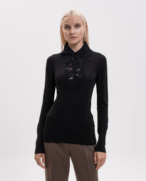 Ermanno Scervino Black wool jumper with lace D495M311APATL