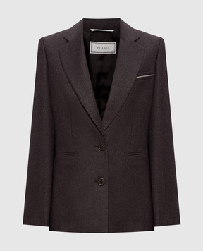 Peserico Brown wool jacket with lurex A0120203359