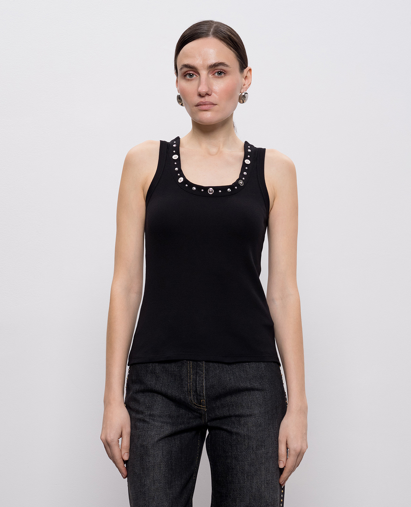Black ribbed top Versace 3