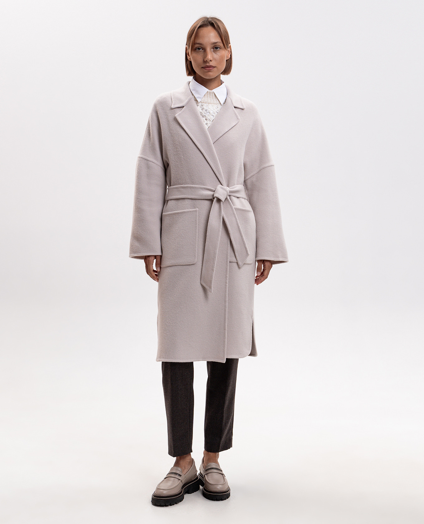 Beige wool and cashmere puffer coat Peserico 3