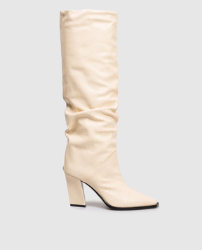 Jimmy Choo Hart beige leather boots with reptile print HARTKB85GHF