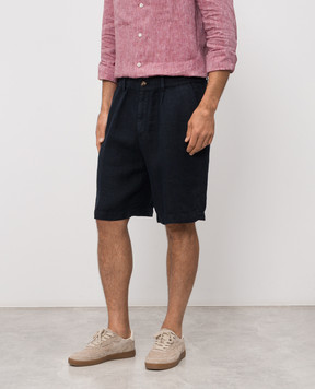 Brunello Cucinelli Navy linen shorts M243DU0065